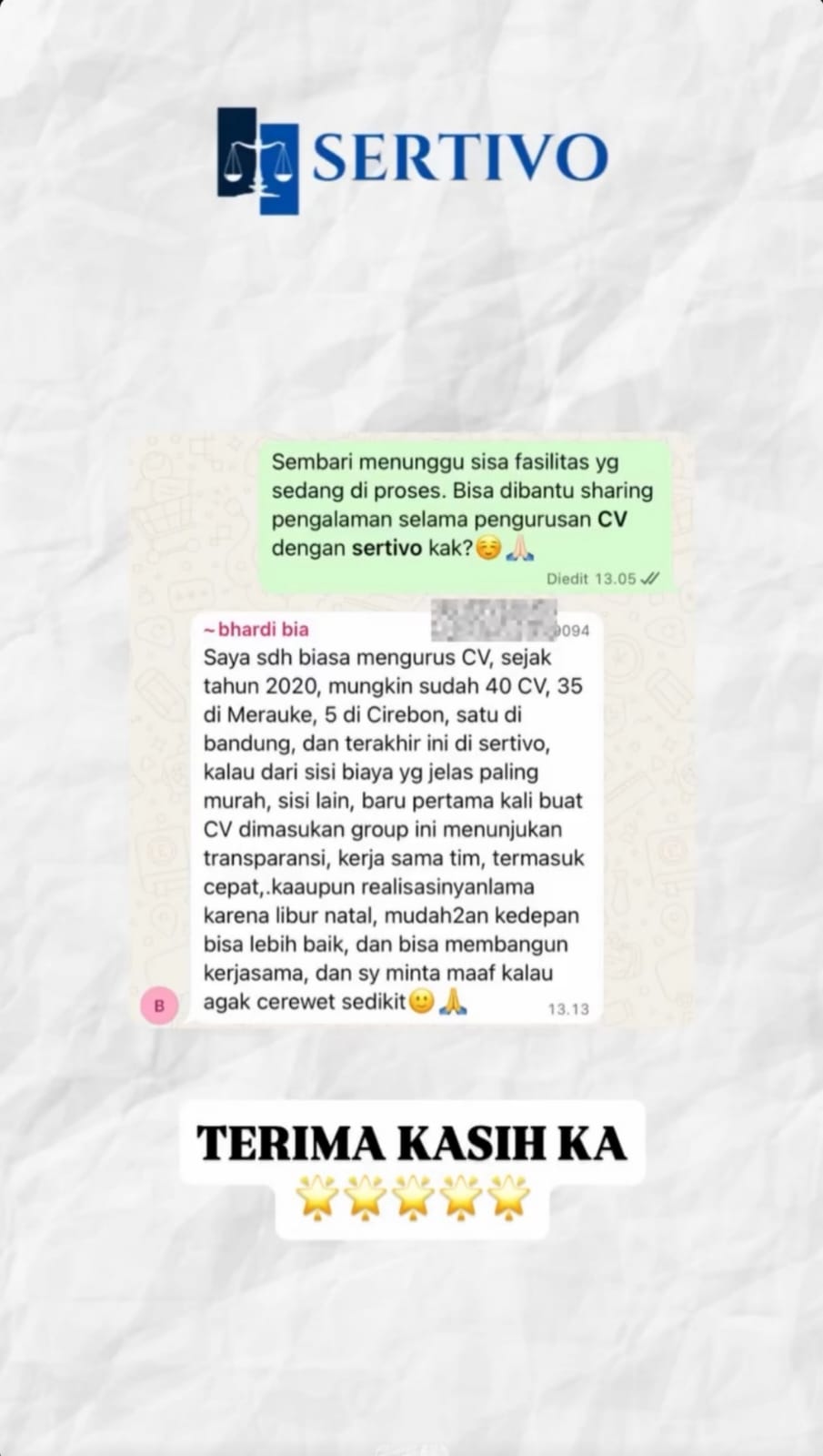 Testimoni Sertivo 12